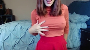 Pierced girl in stockings masturbating solo