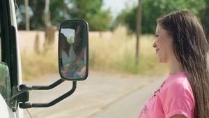 Hitchhiker Cassie Fire MMF in public