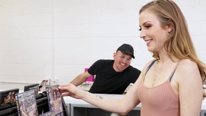 Pornstar Karla Kush jerking big cock in the bed