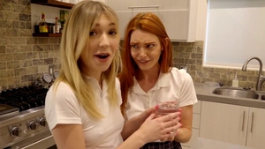 Perfect wild redhead hardcore FFM in the school