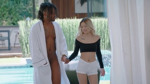 Super hot teen Lulu Chu sucking big black cock