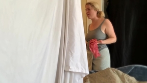 Curvy mature voyeur cumshot in shower