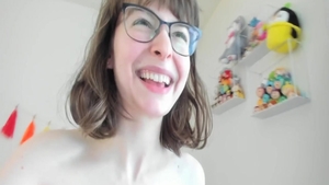 Busty and hot babe rubbing on webcam