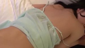 Small tits japanese brunette pussy eating