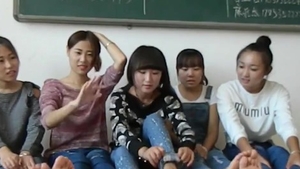 Chinese college girl feet teasing in HD