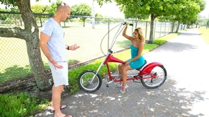 Handjob in the bed alongside shaved blonde hair Ally Berry